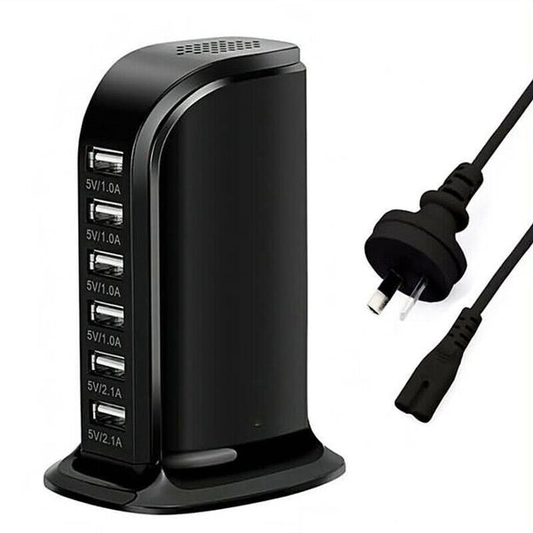 6Ports Charging Station USB Desktop Charger Rapid Tower Power Adapter Wall HUB