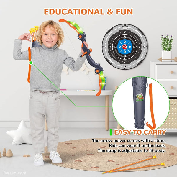 Bow and Arrow Toys LED Light Up Archery, Toy Christmas Gift Boy Girl Birthday