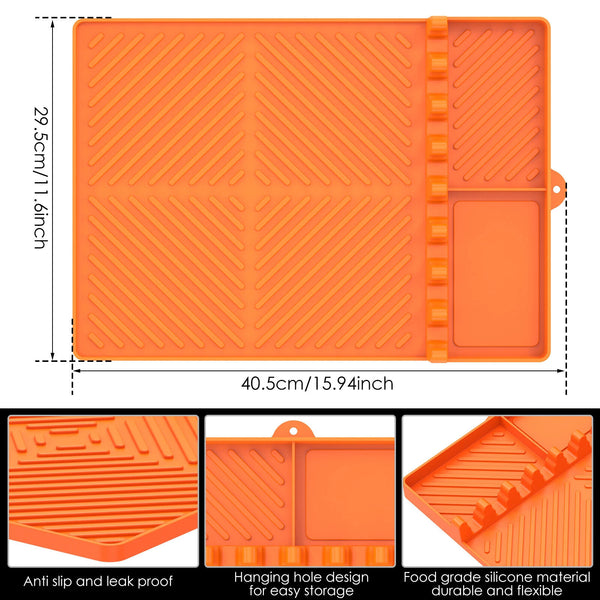 2pcs Silicone BBQ Grill Mat with Drip Pad | Heat Resistant Griddle Tool Holder Mat