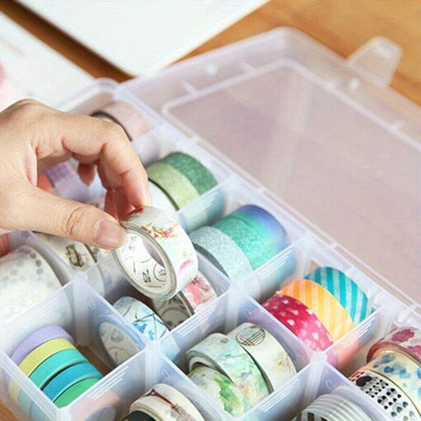 15 Grids transparent office storage box with adjustable dividers Jewellery Box