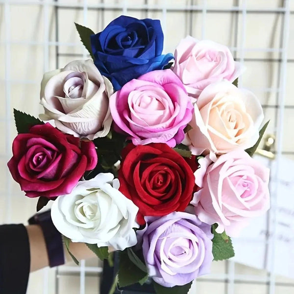 25pcs Artificial Rose Bouquet Set with 2 Floral Foam Holders | Mixed Silk Flower Arrangement Kit