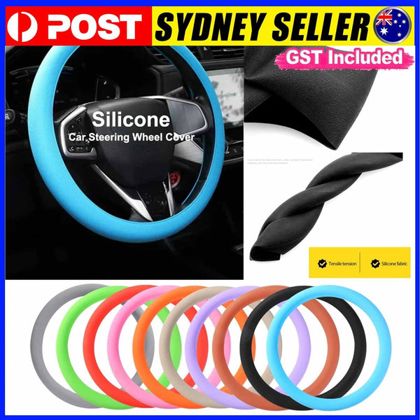 Car Steering Wheel Cover Protector Universal Leather Texture Silicone