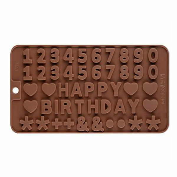Happy Birthday Alphabet Number Silicone Mold Chocolate Cake Ice Jelly Tray Mould