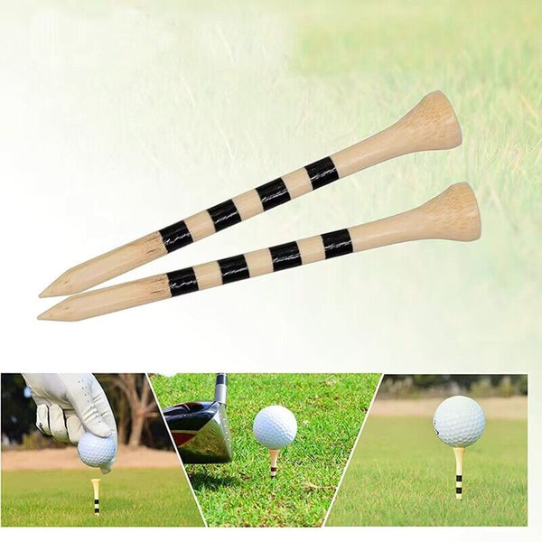 100X 4.2/8.2CM Wooden Straight Golf Tees Golf Tee Striped Golf Ball Tee Supplies