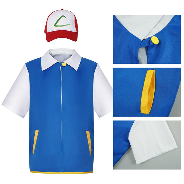 Kids Boys Pokemon Ash Ketchum Costume Girls Book Week Cosplay Outfit Fancy Dress