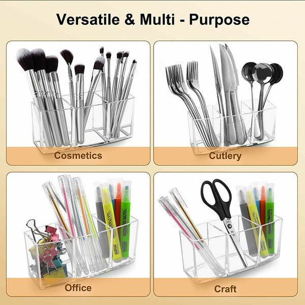 2pcs Clear Acrylic Makeup Brush Holder | Dustproof Cosmetic Organizer Storage Case