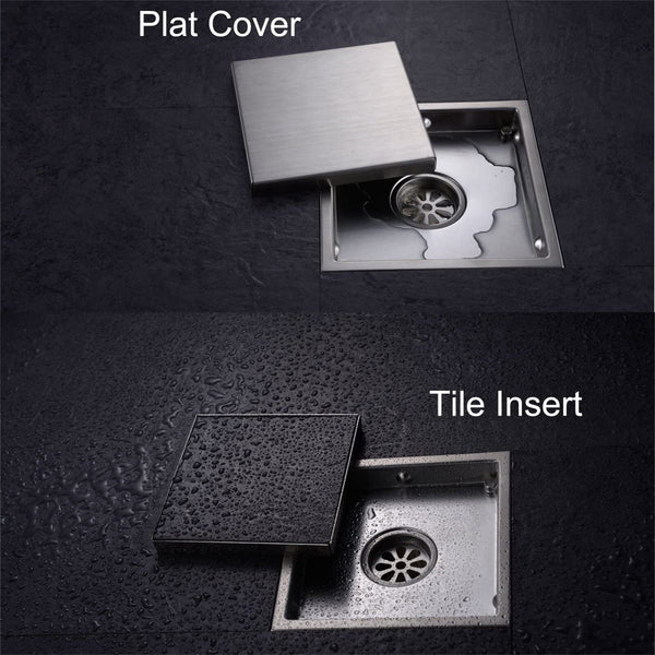 100mm Tile Insert Floor Drain 304 Stainless Steel | Square Invisible Shower Waste