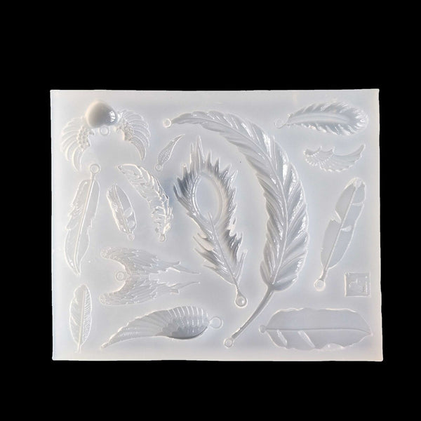 2pcs Resin Casting Mould Feather Molds Jewelry Pendant Silicone DIY Making Wing
