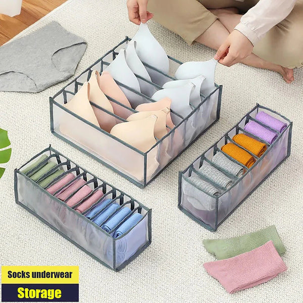 3pcs Drawer Divider Closet Underwear Socks Bra Organizer Container Storage Box