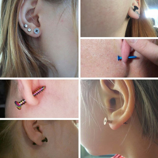 1PC Stainless Steel Women Punk Fashion Men Whole RX Screw Stud Earring Unisex