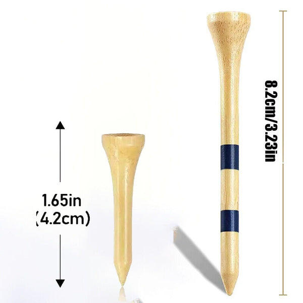 100X 4.2/8.2CM Wooden Straight Golf Tees Golf Tee Striped Golf Ball Tee Supplies