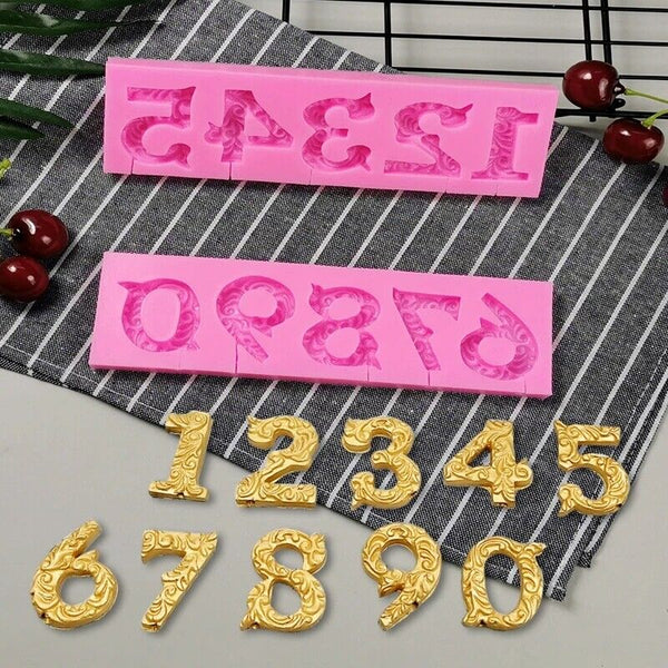 4PCS Number Silicone Fondant Mould Cake Decorating Sugar Topper Chocolate Mould