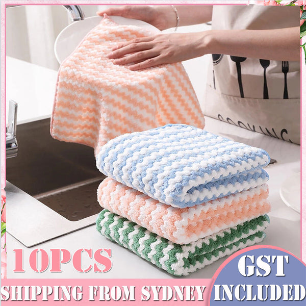 10PCS 25x25cm Microfibre Cloth Rag Bulk Car Kitchen Glass Cleaning Towel Washing