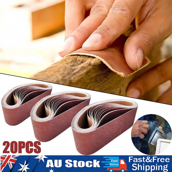 20PCS Abrasive Belts Set of 80/120/180 Grits Sander Belt for Polishing Derusting