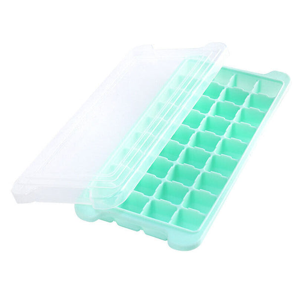 2pcs 36 Grids Silicone Ice Cube Tray With Lid Mold Maker Tool Mould Container