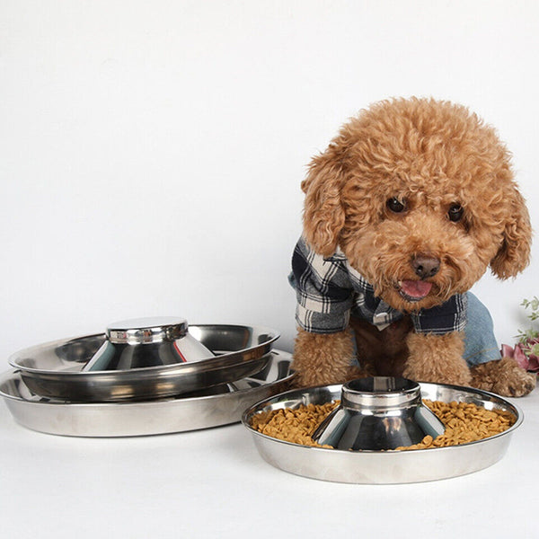 Feeder Bowl Stainless Dish Puppy Dog Pet Cat Litter Food Feeding Weaning Bowl AU