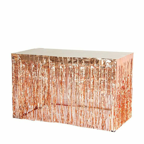 274cm x 74cm Metallic Foil Table Tutu Skirt Tinsel Fringe Party Wedding Birthday
