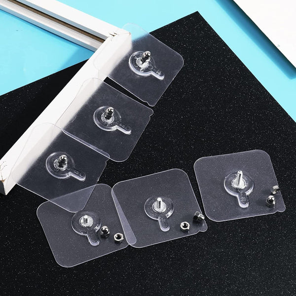 10x Punch-Free Self Adhesive Screw Sticker Wall Hanging Sucker Hook Nail Holder