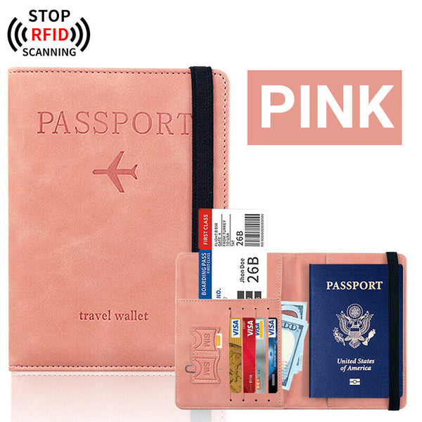 Slim Leather Travel Passport Wallet Holder RFID Blocking ID Card Case Cover
