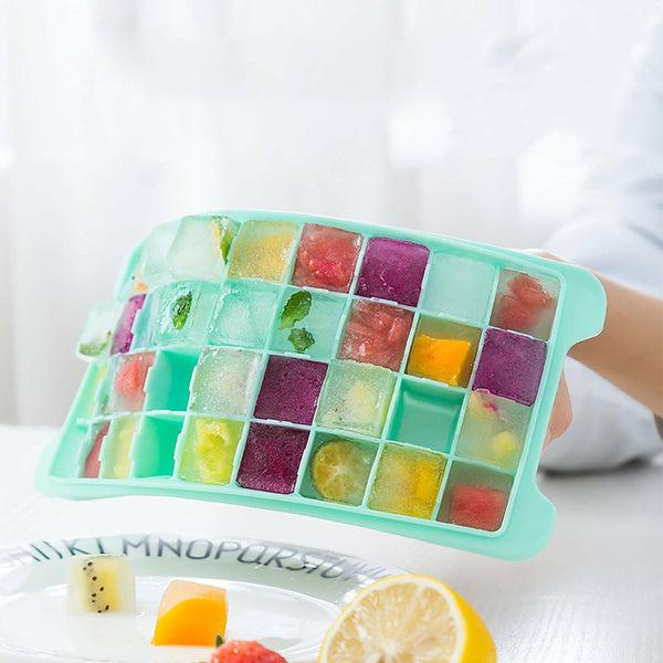 2pcs 36 Grids Silicone Ice Cube Tray With Lid Mold Maker Tool Mould Container