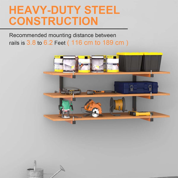 2pcs Wall Mounted Lumber Storage Rack | Heavy Duty Metal Wood & Firewood Storage Brackets