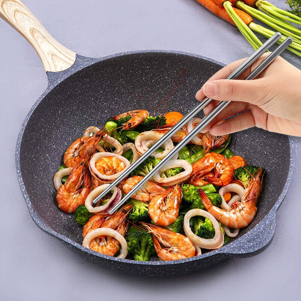 10 Pairs Stainless Steel Chopsticks Asian Japanese Metal Table Cutlery 22.5CM AU