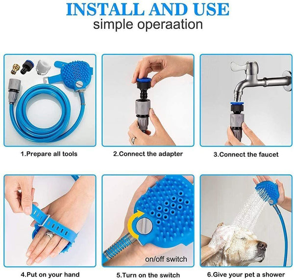 Pet Dog Cat Bathing Sprayer Washing Massage Cleaner Shower Hose Brush Silicone