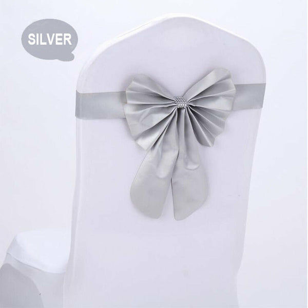20PCS Satin Chair Sashes Wedding Party Chair Cover Bow Decorations