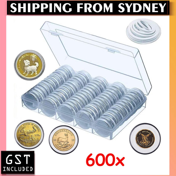 600x Coin Capsule,Protect Gasket,Coin Holder Case with Storage Organizer Box