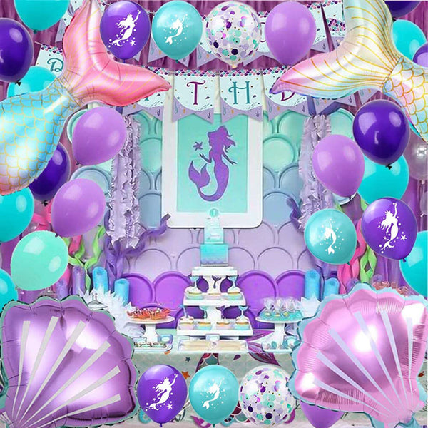 Rainbow 1st 2nd 3rd 4th Little Mermaid Foil Balloons Party Decorations Birthday