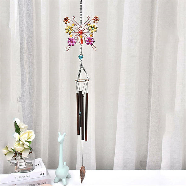 2PCS Retro Hollowed Out Butterfly Wind Chime For Outdoor Garden Home Decor