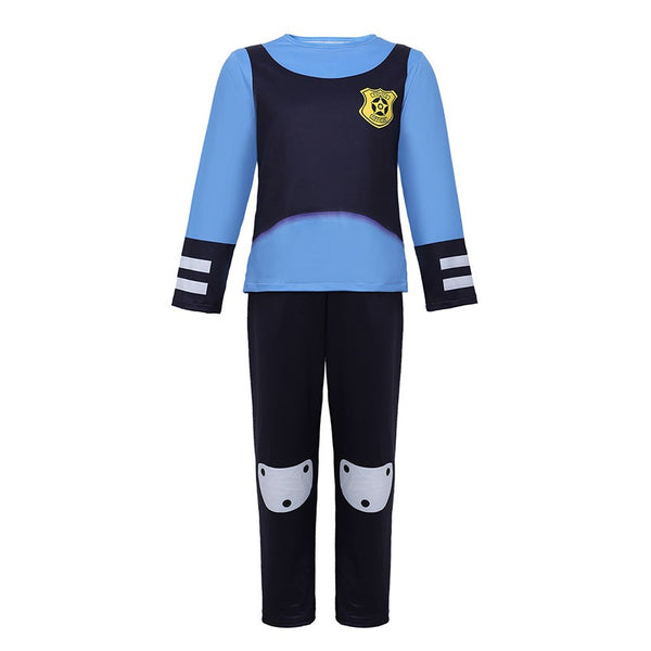 Kids Zootopia police costume - blue long sleeve top with navy vest design - Lets Party