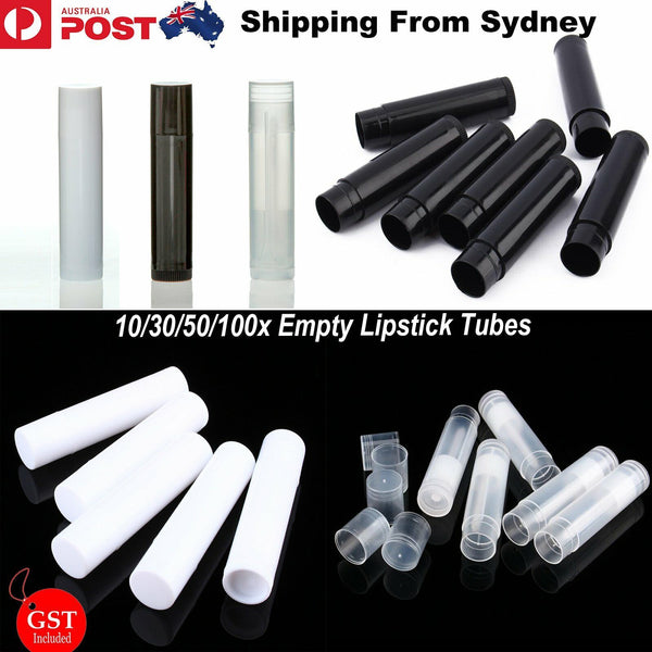 10/30/50/100x Empty lipstick Plastic Lip Balm Container Tubes Caps 5g DIY Balm T