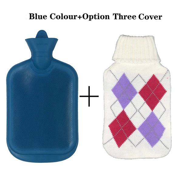 2L Hot Water Bottle Winter Warm Natural Rubber Bag Relaxing Warmer and COVER