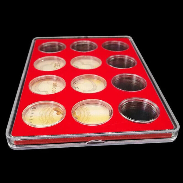 12 Holes Coin Collection Box Protective Display Case Storage Organizer Holder AU