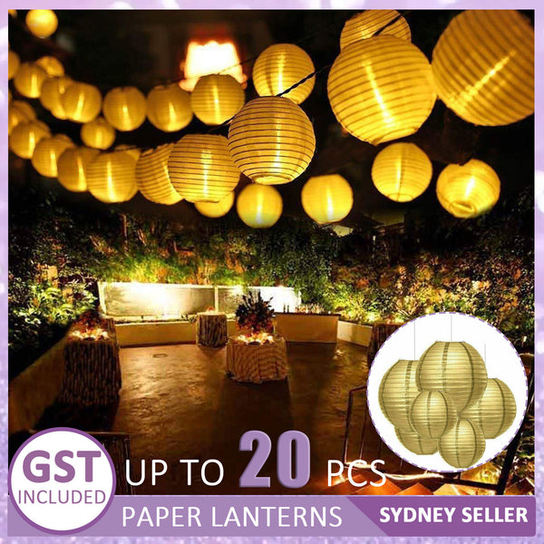 1-20X Gold Round Japanese Paper Lantern 20/30/40cm Party Passage Festival Decor