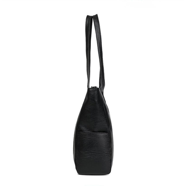 2X Women PU Leather Handbag Large Capacity Durable Shoulder Tote Bag Side Pocket