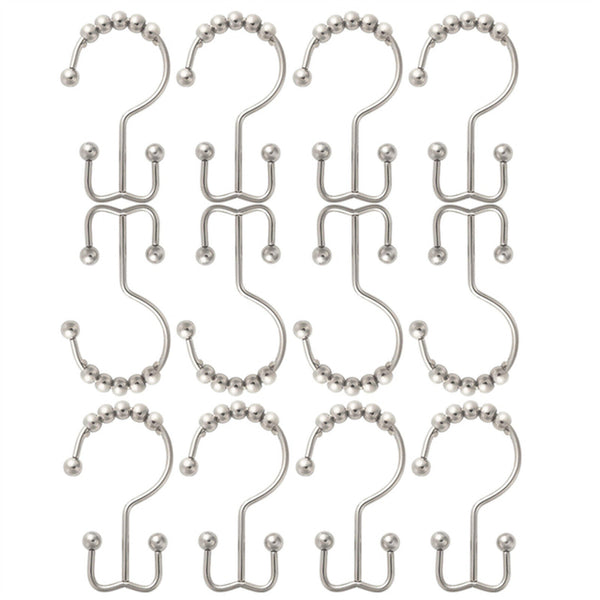 24X Shower Curtain Hooks Rings Rust-Resistant Metal Double Glide Shower Hooks