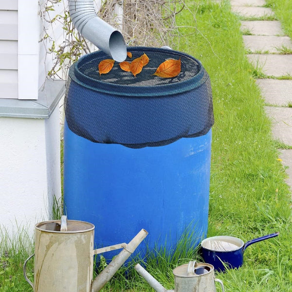 Rain Barrel Cover Mesh Net – Drawstring Bucket Lid to Keep Out Leaves, Debris & Mosquitoes