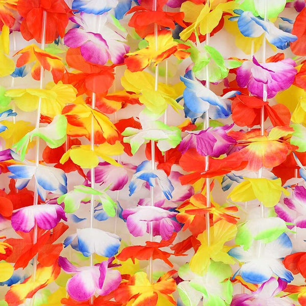 50pcs Hawaiian Flower Garland Lei | Colorful Party Necklace Luau Decoration