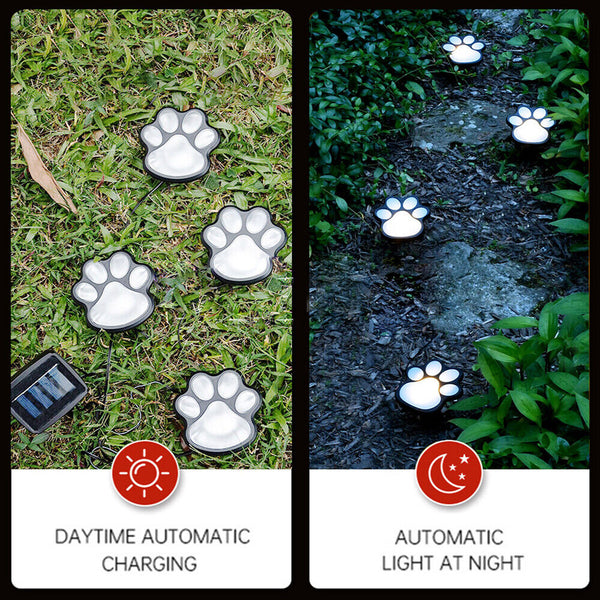 Lawn 4 Paw Print Lights Walkway Dog Path Patio Yard Solar Cute Decor Garden LED