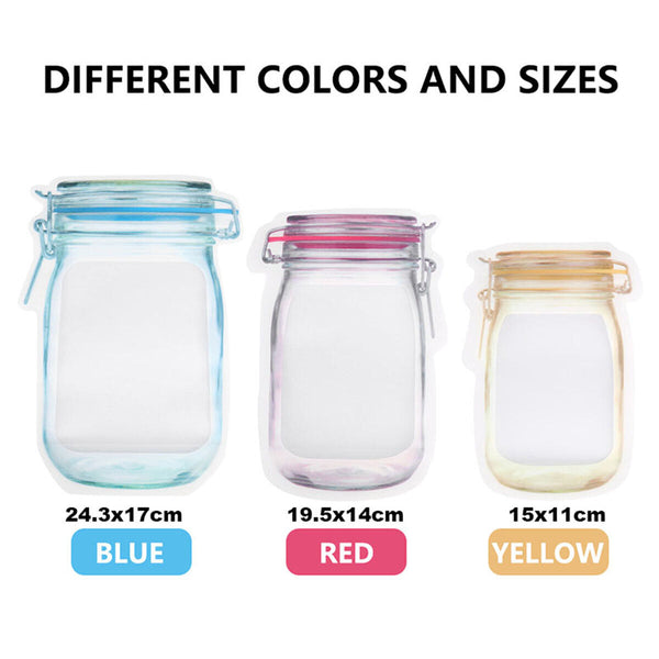 10x Mason Jar Zipper Pack Food Storage Bags PE Reusable Zip Bag Stand Pouch AU