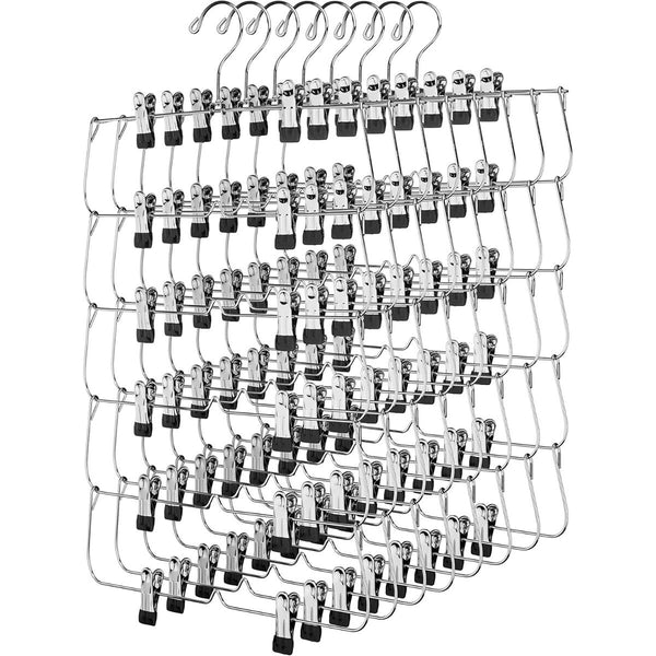 2PCS 6 Tier Skirt Hangers with Clips Multi Layer Pants Hangers Space Saving Closet Organiser