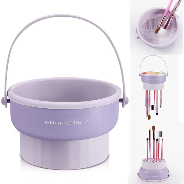 3PCS Silicone Makeup Brush Cleaner Bowl Cosmetic Brush Washing Scrubber Mat