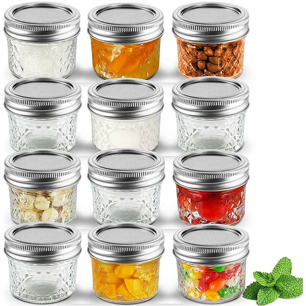 12 PCS Glass Jars with Lid Small Food Candy Storage Mason Jam Bottle Containe