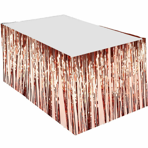 274cm x 74cm Metallic Foil Table Tutu Skirt Tinsel Fringe Party Wedding Birthday