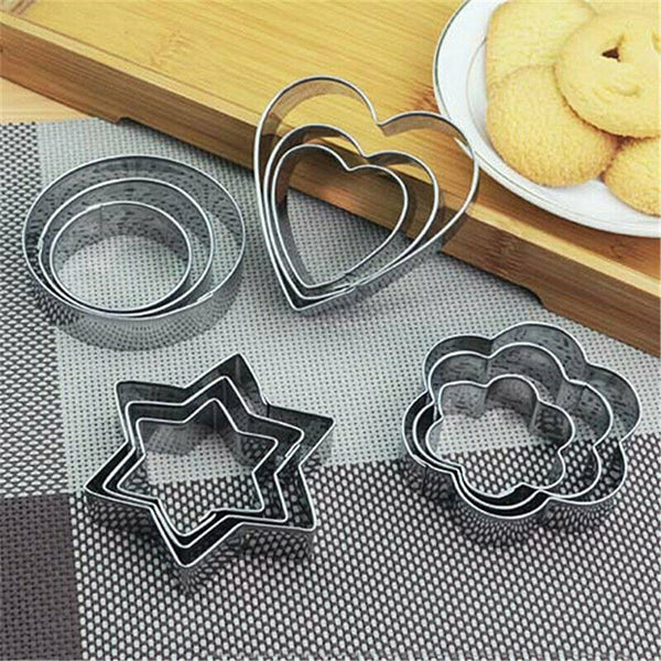 12PCS Stainless Steel Cookie Biscuit DIY Mold Star Heart Cutter Baking Mould AUS