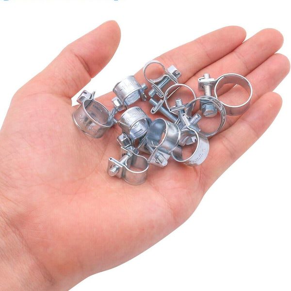 10pcs galvanized iron fuel hose clamps for automobile air pipe secure gri AU