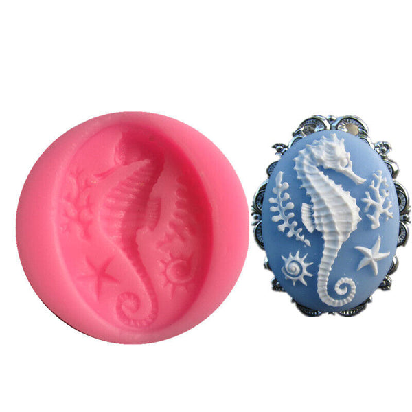 Sea Shell Seahorse Silicone Fondant Mould Cake Craft Starfish Icing Baking Mold