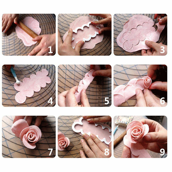 6PCS Cake Rose Sugar Mould Baking Flower Cutter Decorating Tool Fondant Mold AUS